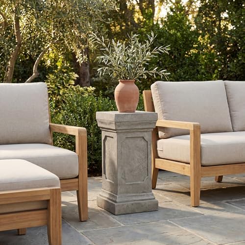 Christopher Knight Home Classic Square Flower Stand 19.25" Pedestal Plant Stand Indoor Outdoor Display Table for Ferns Orchids Sculptures with MGO Construction Brushed Finish, Light Gray - Image 6