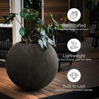 Orbo Globe Sphere Indoor/Outdoor Planter, 29x26in Carbon Stone - Image 2