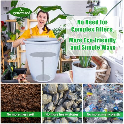 Adjustable Plant Risers for Inside Pots, Metal Planter Insert, with 3 Board - Image 4