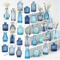 32 PCS Assorted Vintage Bud Vases, Colorful Glass Small Vases Bulk, for Centerpicecs, Wedding Table Decor, Home Decorations & Gifts (Blue Seiris) by Unknown