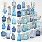 32 PCS Assorted Vintage Bud Vases, Colorful Glass Small Vases Bulk, for Centerpicecs, Wedding Table Decor, Home Decorations & Gifts (Blue Seiris) by Unknown