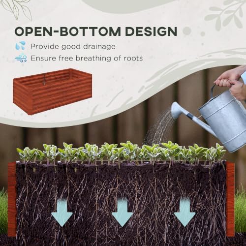 Outsunny Galvanized Raised Garden Bed Kit, 6' x 3' x 2', Dark Brown - Image 3