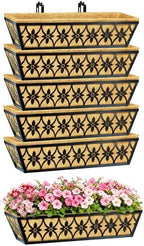 24 Inch Window Boxes Planters Railing Planter Box - 6 Pack Deck Railing Planter Boxes with Adjustable Brackets Coco Liners Balcony Planters Railing Hanging for Window Flower Boxes Outdoor Garden Decor by EINYEXW