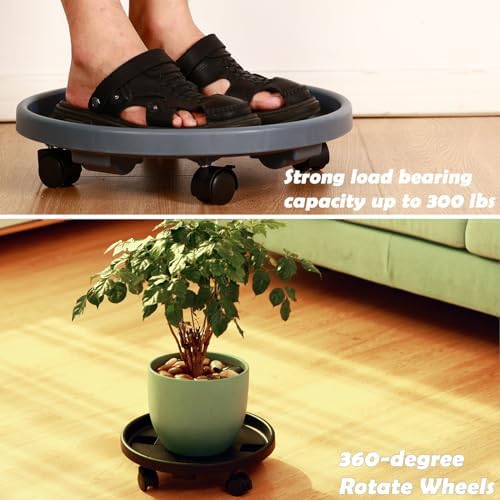 10 Packs Large Plant Caddy with Wheels 13" Rolling Plant Stands Heavy-duty Plastic Plant Roller Base Pot Movers Plant Saucer on Wheels Indoor Outdoor Plant Dolly with Casters Planter Tray Black - Image 3