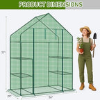 Outvita Walk-in Greenhouse, 3 Tiers 4 Shelves, Durable PE, 56"x29"x77" - Image 2
