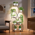 Plant Stand Indoor with Grow Lights, 8 Tiered Metal Plant Shelf with Wheels, 58" Tall Corner Plant Stand Flower Display Rack Holder for Living Room, Patio - Image 7