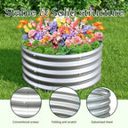 2PCS 2x2x1ft Galvanized Raised Garden Bed Kit-Round Garden Bed Outdoor Planter Box for Vegetables,Flowers,Herbs,Easy Assembly,Silver - Image 6