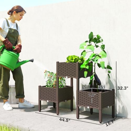 Outsunny Plastic Raised Garden Bed with Legs Self Watering Planter Box - Image 7