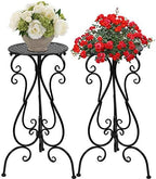 NAKUPE Metal Plant Stands Indoor Outdoor, Heavy Duty Flower Pot stand 22.5 inch Tall, Planter Pedestal Holder Rack for Patio Garden Porch Corner House Deck, 2 Pack(Black) by BuyNow