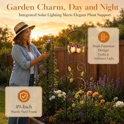 Solar Owl Garden Trellis Metal Climbing Plant Stake - Image 5