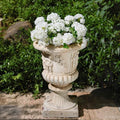 Christopher Knight Home Clara 27'' MGO Outdoor Planter, Mid-Century Modern Garden Urn, Floral Statue Design, Large Garden Pot, Flower Urn with Drainage Hole for Backyard Home, Antique White by ChristopherKnightHome