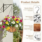 4 Pack Hanging Planter for Outdoor Plants 14 inch Metal Hanging Flower Basket with Coco Coir Liner Round Wire Plant Holder Chain Flower Pots Outdoor Garden Decoration Watering Hanging Baskets（AX） - Image 4