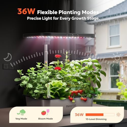 owltron Smart Hydroponics Growing System Kit,15 Pods Indoor Herb Garden with 36W LED Grow Light & APP Control, Planting Height Up to 30", Quiet Water Pump, Ideal Gift for All Ages - Image 3