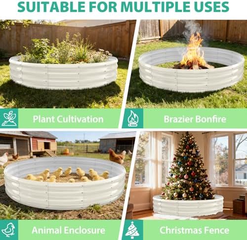 12 Inch Tall 72 Inch Diameter Round White Raised Garden Bed Kits Outdoor - Image 7