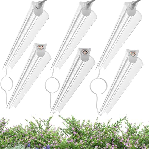 Elaruslux 3FT Plant Grow Light,5000K Full Spectrum White,192W(6 x 32W), LED Grow Light Strips with Timer, Aluminum Reflector, Linkable,Plant Growing Lamp Fixture for Greenhouse Indoor 6pcs by Elaruslux