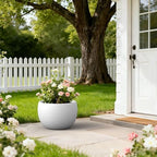 Kante Large Round Bowl White Concrete Planter 20" Dia, Outdoor - Image 4