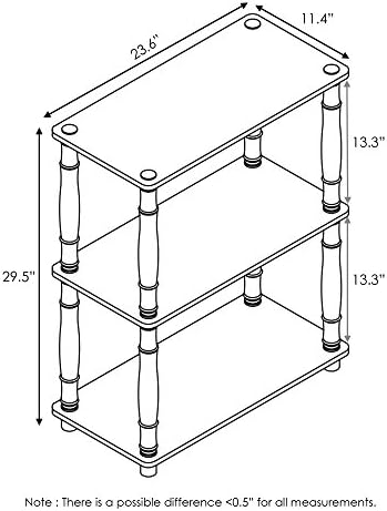 Furinno TURN-N-TUBE Storage Shelves, 3-Tier Book Shelf, Corner Shelf, Toolless Open Shelves, for Organization and Storage, Living Room, Garage, Home Office, Americano - Image 3