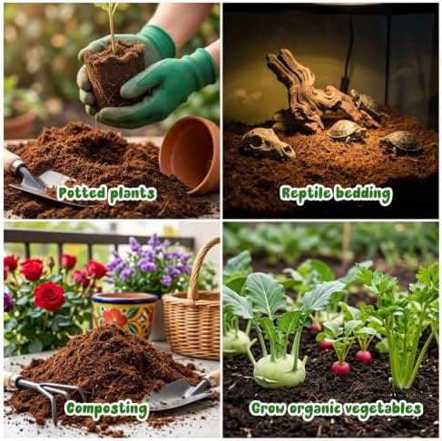Coco Coir Brick - Low EC & pH Balanced, Compressed Organic Coconut Fiber Potting Mix for Indoor Outdoor Plants, Seed Starting, Hydroponics & Reptile Bedding(11.2lb) - Image 5