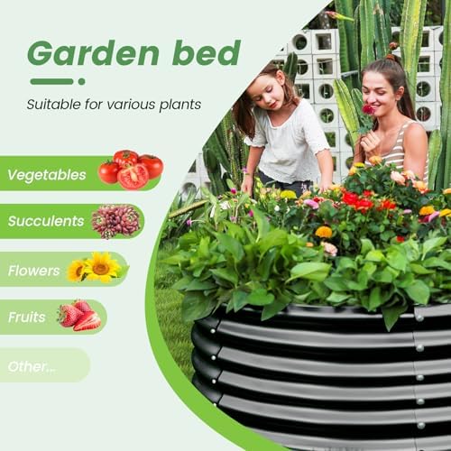 Land Guard 3×3×2ft Galvanized Raised Garden Bed Kit, Round Galvanized Planter Raised Garden Boxes Outdoor, Large Metal Raised Garden Beds for Vegetables, Grey - Image 3