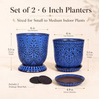 Gepege Ceramic Plant Pots, 6 Inch Indoor Planters with Drainage & Saucers - Image 4