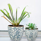 Vintage Flower Pot Blue and White Plant Pot Large Ceramic Planters for Indoor Plants Pots with Drainage Shabby Chic Planter Pots for Succulents Cactus Herb Snake Plants Outdoor Garden, 7.6/5.5 Inch - Image 3