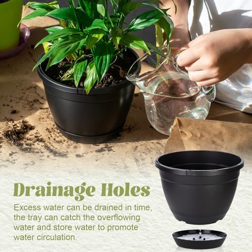Roshtia 12 Pcs 8.3 Inch Plastic Hanging Pots for Plants Bulk with Hooks - Image 5