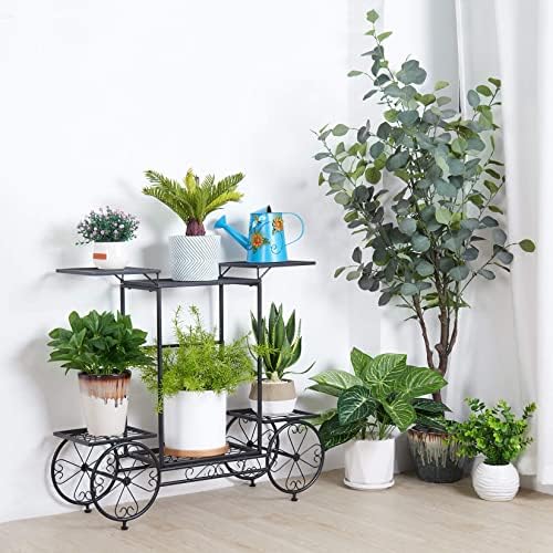 unho Metal Plant Stand Indoor: 6 Tier Garden Cart Flower Planter Pot Holder - Image 4