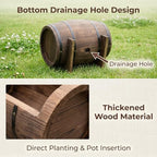 Whiskey Barrel Planter Wooden Barrel Planter for Indoor & Outdoor Use Patio Lawn Garden Balcony with Drainage Hole Rustic Decorative Plant Container (19.7×12.6×12.2in/50×32×31cm) - Image 4