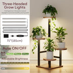 Yzosvki Plant Stand with Grow Light, Tiered Plant Shelf for Indoor Plants - Image 4
