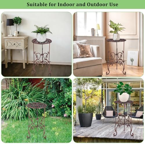 OwnMy Cast Iron Tall Plant Stand Heavy Duty Wrought Iron Flower Pot Holder - Image 5