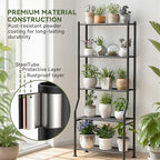 Livilord 5-Tier Plant Stand Indoor Outdoor, 64" Tall Metal Ladder Shelf for Multiple Flower Pot Holder, Waterproof Corner Garden Rack for Balcony Living Room, Black - Image 3