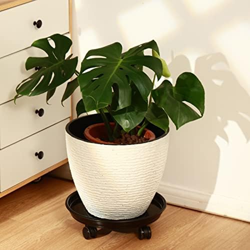 8 Packs 12 Inches Plant Caddy with PU Wheels Large Rolling Plant Stands Plastic Plant Roller Base Pot Movers Planter Saucer on Wheels Indoor Outdoor Wheeled Plant Dolly Planter Tray Coaster - Image 5