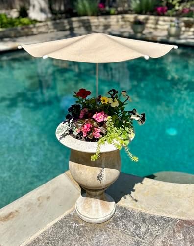 Fixed Plant Shade for Potted Plants 28" x 30" Outdoor Container Sun Shade Cover Premium Fabric Canopy with Fiberglass Frame & Soil Anchor Stripes & Solids Assembly Required - Image 4