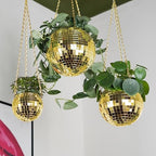 Bubblegum Stuff Gold Disco Ball Hanging Planter - Indoor Plant Hanger, Gold Chain, Rim, Herb & Hanging Plant Pot - Boho Room Decor, 6 inch - Image 6