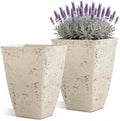 2-Pack 19" Country White Resin Square Planters with Drainage Hole by Ultym