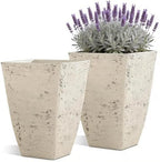 2-Pack 19" Country White Resin Square Planters with Drainage Hole by Ultym