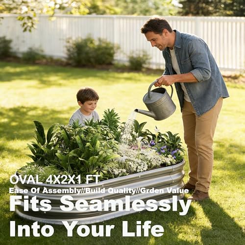 4x2x1ft-2pcs-Oval Raised Garden Bed Kit, Galvanized Planter Garden Boxes Outdoor, Metal Raised Garden Beds for Vegetables,Fruits, Flower,Silver - Image 4