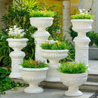 Roman Column Pedestal and Planter Urn, Magnesium Oxide, White - Image 4