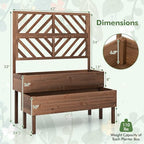 Raised Garden Bed with Trellis & 2 Planter Boxes, 2-Tier Outdoor Wooden Elevated Planter Box with Legs & Drainage Holes, Gardening Planters for Flowers, Herbs, Vegetables & Fruits(Brown) - Image 7
