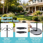 74" Shepherd's Hook Stand Plant，Wind Chime Hanger Stand, Bird Feeder,Waterproof Metal & Adjustable-Height Standing Pole Holder for Lantern and Wreath, Indoor & Outdoor - Image 2