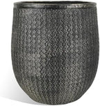Worth 14.5" Round Planter, Lightweight Magnesium Oxide Cement Plant Pot, Raised Pattern Concrete Look with Drainage Hole for Indoor/Outdoor Use, Black by WORTH