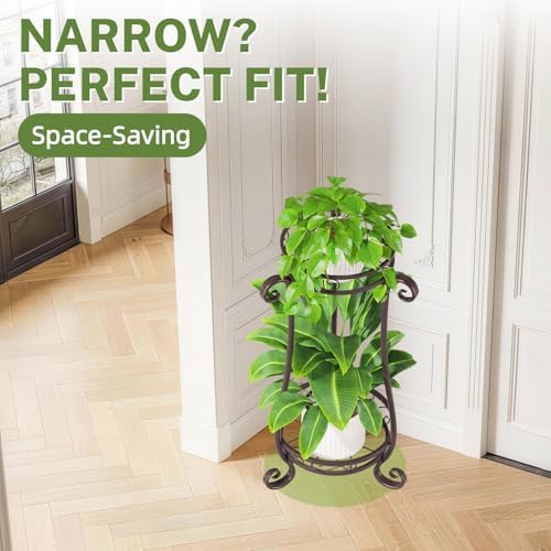 iDavosic.ly 2 Tier Tall Metal Plant Stand Outdoor Indoor, 27 Inch, Bronze - Image 7