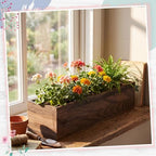 Dandat 4 Set Wood Boxes for Centerpieces 16x4 Inch Rectangle Wooden Planter Box Rustic Wooden Planters with Removable Plastic Liner Floral Foam Blocks for Christmas Wedding Home Garden Decor(Brown) - Image 5