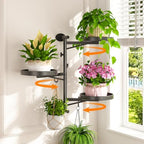 LASZOLA Rotating Plant Hangers Shelves Wall Mounted Indoor, 3 Tiers Black by LASZOLA