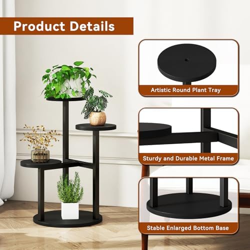 IBUYKE 4 Tier Small Plant Stand for Indoor, Black TMJ073B - Image 4