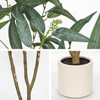 Eucalyptus Trees Artificial Indoor - 5FT Tall Faux Eucalyptus Plants in White Planter, Fake Plant Décor for Farmhouse Bedroom Office Room Hallway Decoration - Image 6