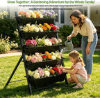 4FT Vertical Garden Bed, 5 Tiers Vertical Raised Garden Planter, 23.5 * 25.4 * 48.6Inch Outdoor Garden Raised Bed with Drainage System, Vegetable Flower Planter Raised Stand Elevated Planter Box - Image 2