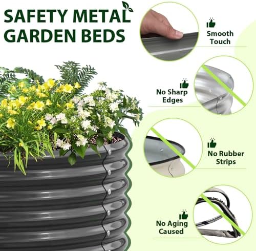 Anleolife 2-Pack 4ft x 18in Round Raised Garden Beds, Quartz Grey - Image 4
