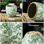 Vintage Green Ceramic Ice Crack Flower Pot with Drainage Hole, Country Rustic Planters for Indoor and Outdoor, Tuscan Decor,Home, Garden Decor, Gardening Gift,GreenM,with Hole - Image 5