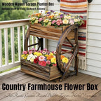 NestNature Wooden Wagon Planter Box|Rustic Planter Use On Indoor&Outdoor - Image 5